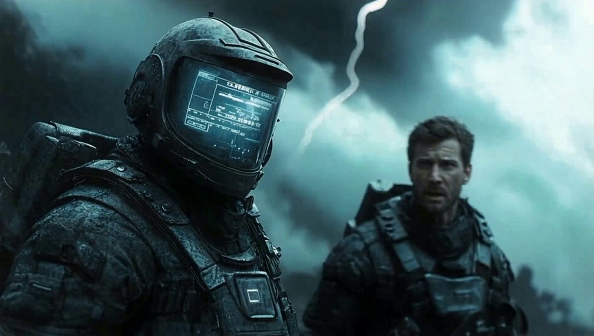 Fixed shot of the man on the right side of the frame walking up to the man on the left side of the frame and expressing his strong feelings of dissatisfaction to him