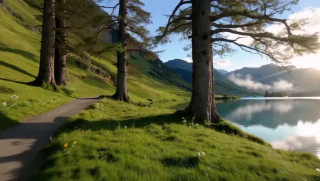 A beautiful scene with smooth camera movement and natural motion