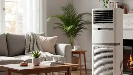 Put this air conditioner in the living room next to the sofa.