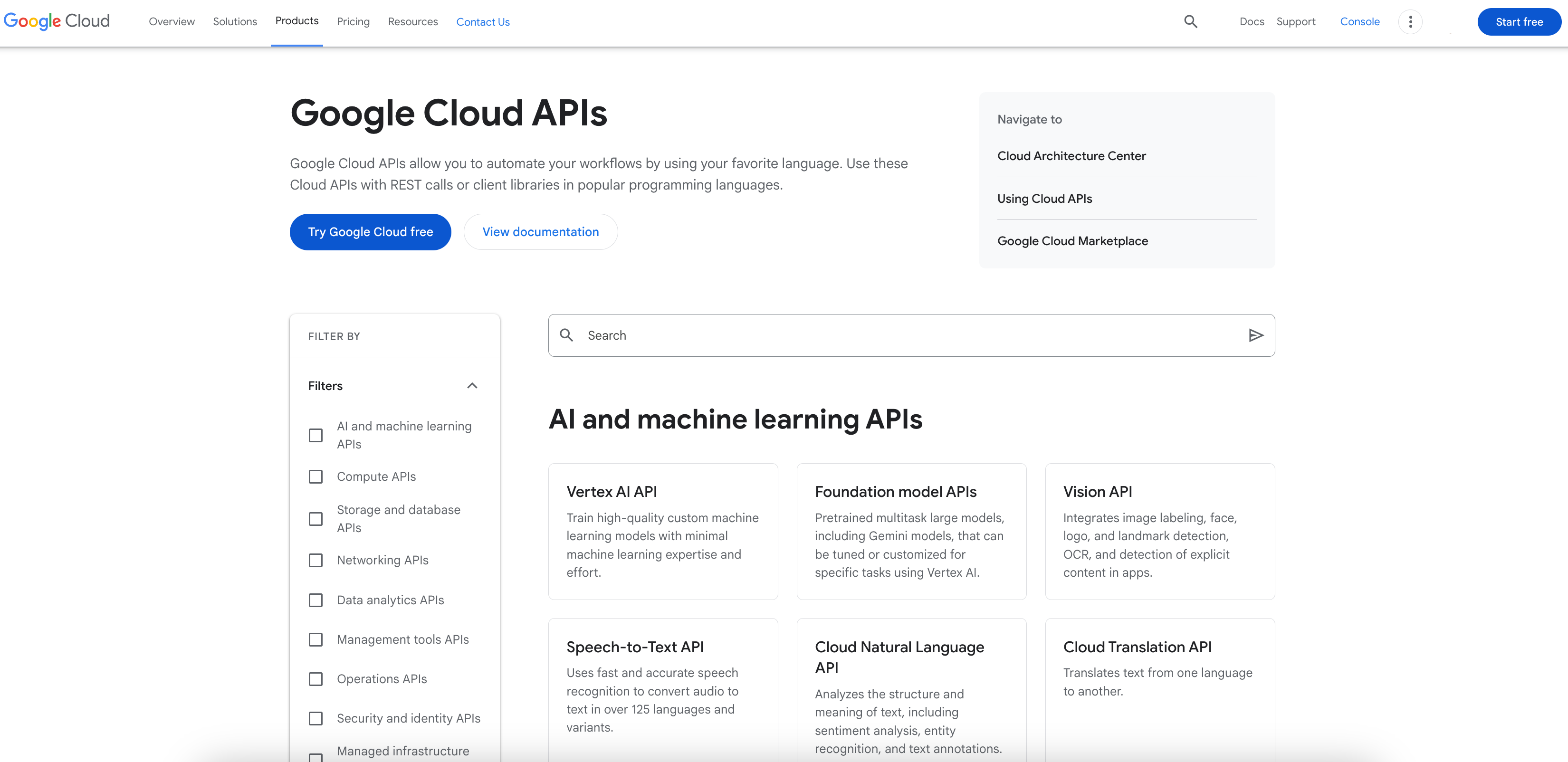 Google Cloud API Marketplace
