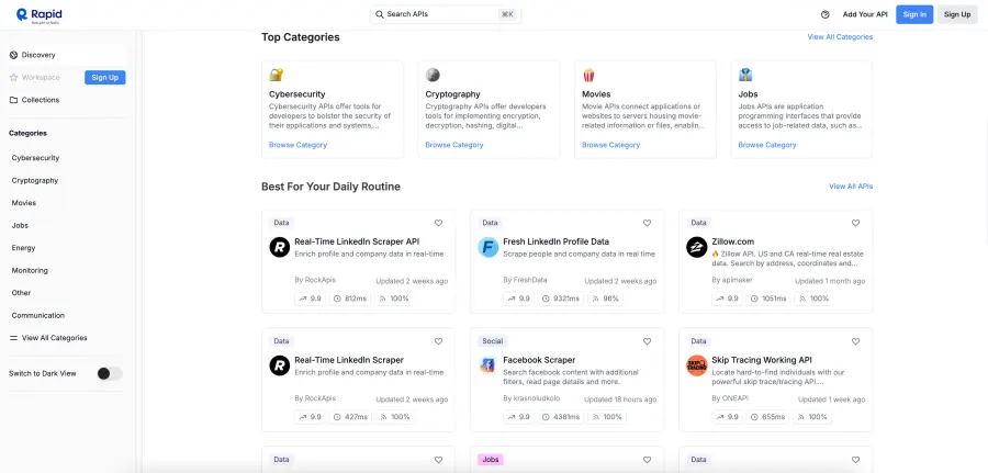 Select API on RapidAPI