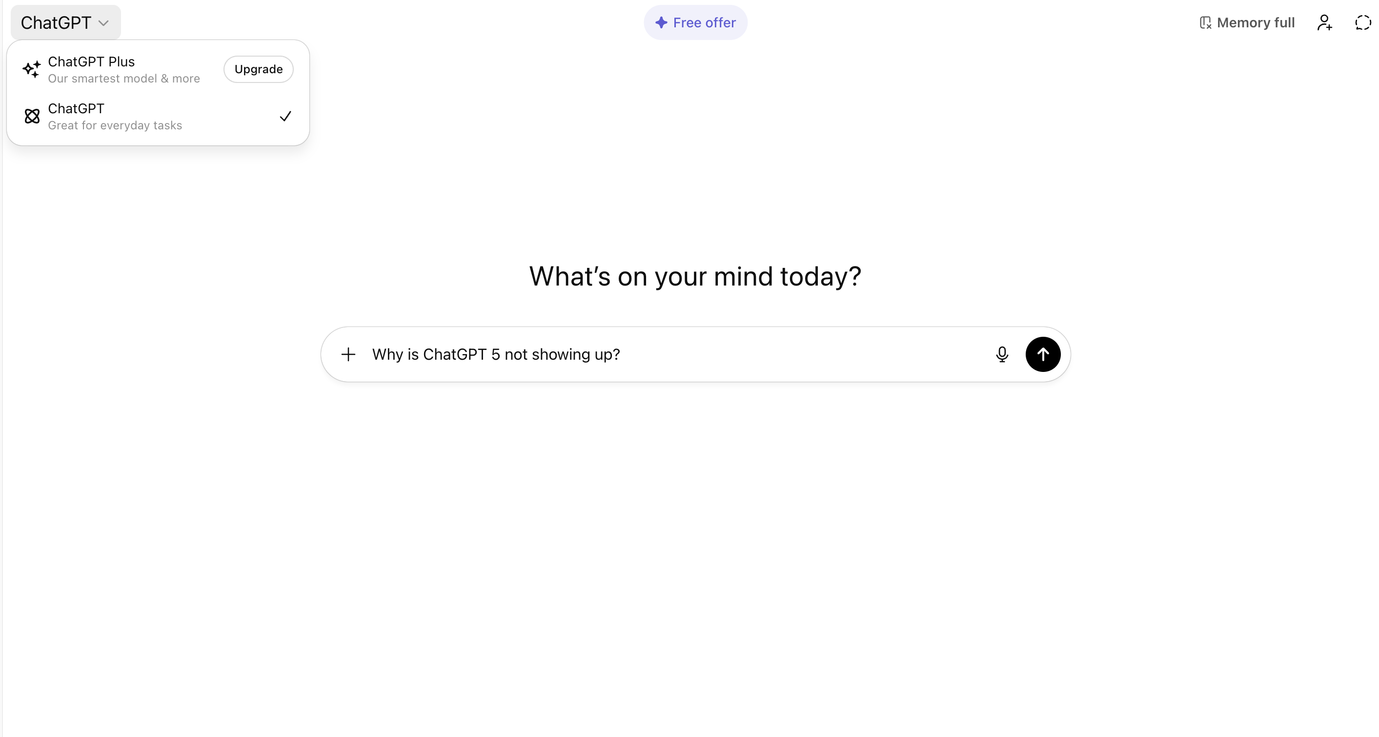 ChatGPT 5 Not Showing Up