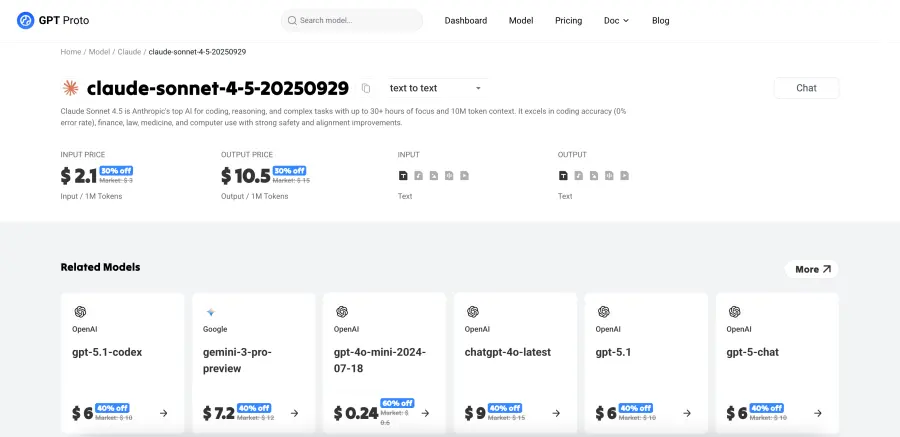 GPT Proto Claude Sonnect 4.5 API