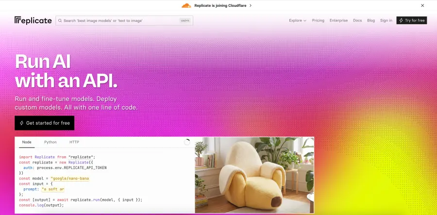Replicate AI Homepage