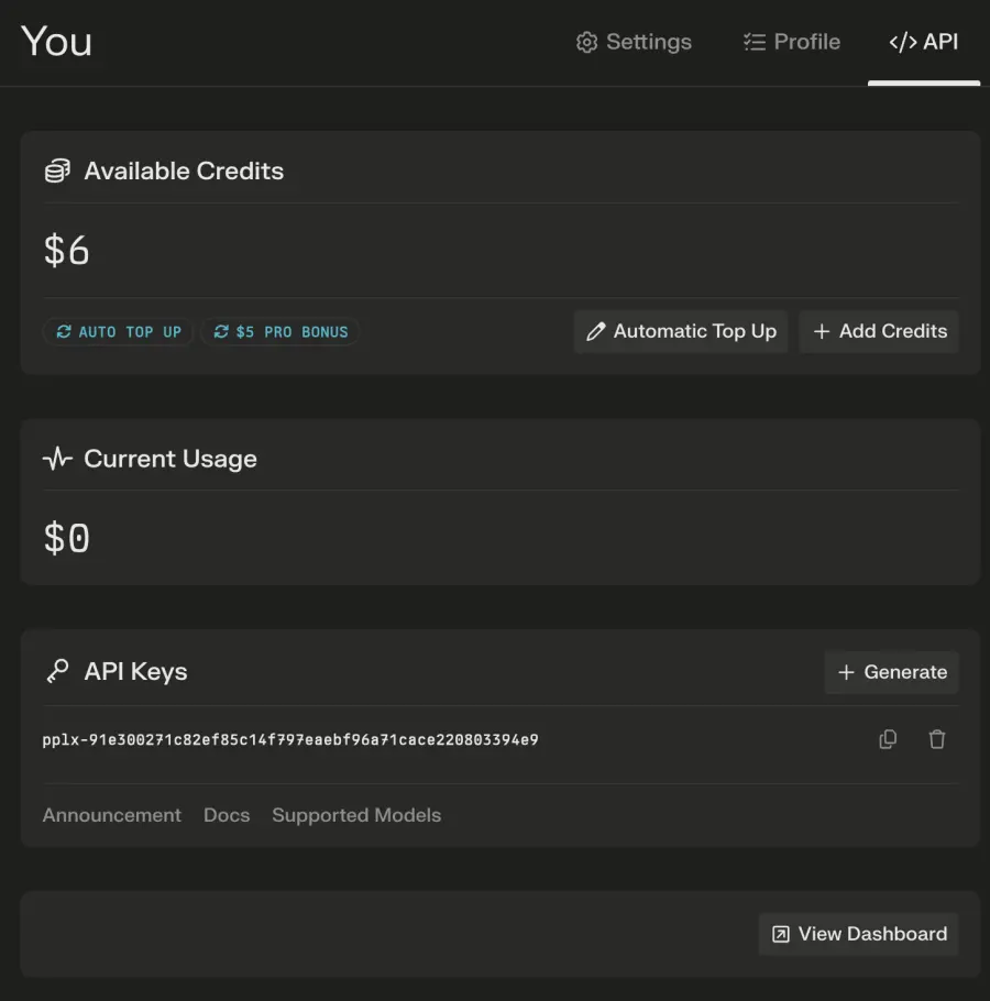 Generate Your Perplexity API Key