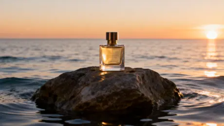 Product photography of a luxury glass perfume bottle, placed on a rock in the middle of a calm ocean, with a beautiful sunset on the horizon, and ample negative space in the top sky area for adding text. The wide-angle shot and symmetrical composition create a tranquil atmosphere and highlight the high-end advertising style.
在Google翻译