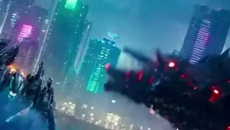 An epic 8-second cinematic battle in a futuristic ocean city at dusk:
A colossal mecha "Aegis Prime" rises from the crashing waves, neon armor glowing through the storm.
Suddenly, a massive cybernetic leviathan bursts from the depths, sending water and debris flying in slow motion.
Camera sweeps around as the mecha charges forward, deploying its plasma shoulder cannons, shockwaves light up the city skyline.
Final impact: both titans clash, locking weapons in mid-air, sparks and glowing fragments explode into the rain-soaked scene.
Rendering style: AAA game cinematic visuals, ultra photorealistic 8K detail, dynamic motion blur, bold color grading with neon highlights.