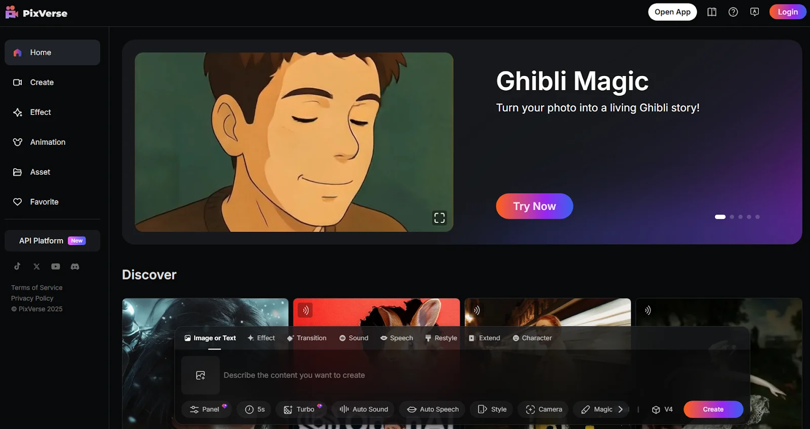 Pixverse AI Interface