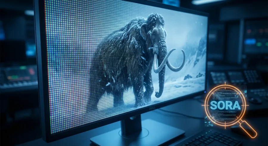 Hyper-realistic AI generated woolly mammoths and neon-drenched city streets