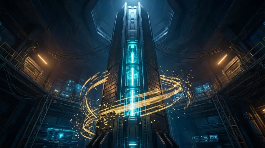 Massive AI infrastructure and data center server towers representing the trillion-dollar global build-out