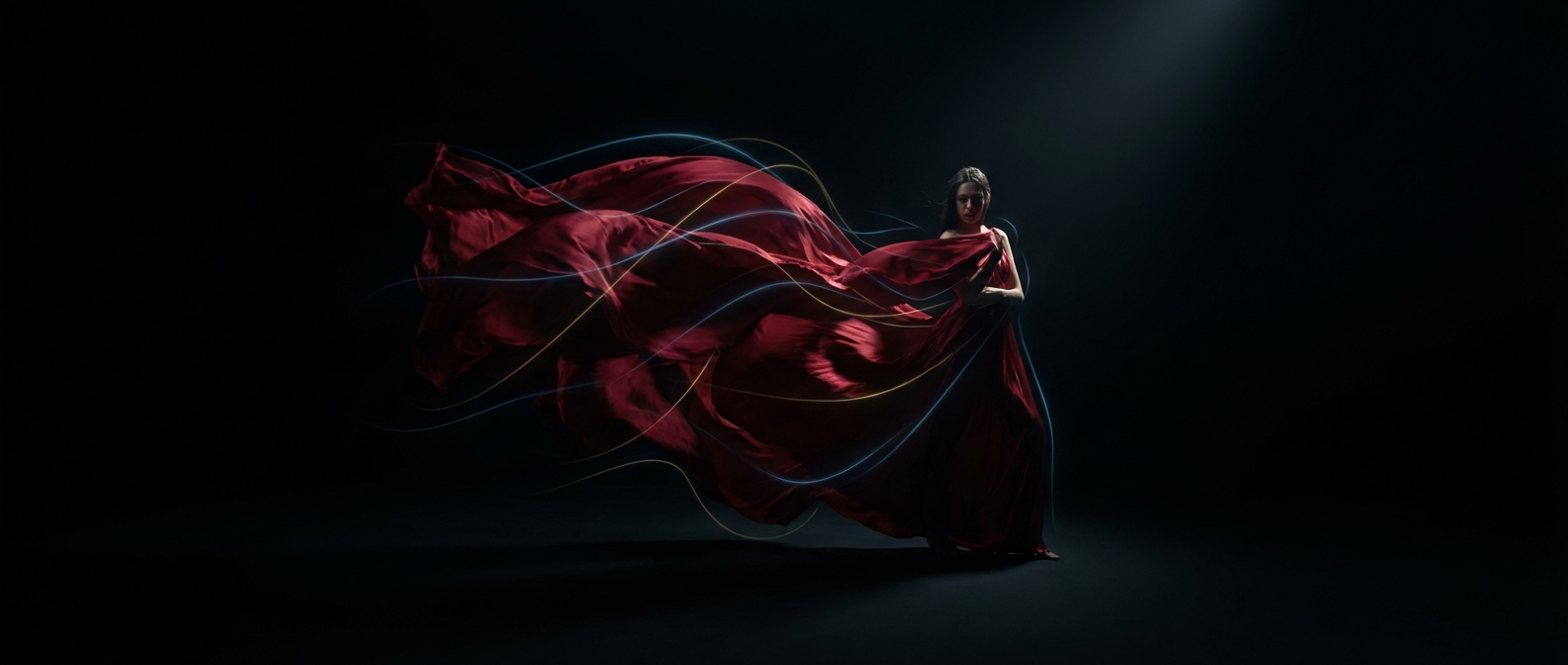 Cinematic silk dress motion in pixverse v6 demonstrating physics-first prompting to prevent visual shimmering.