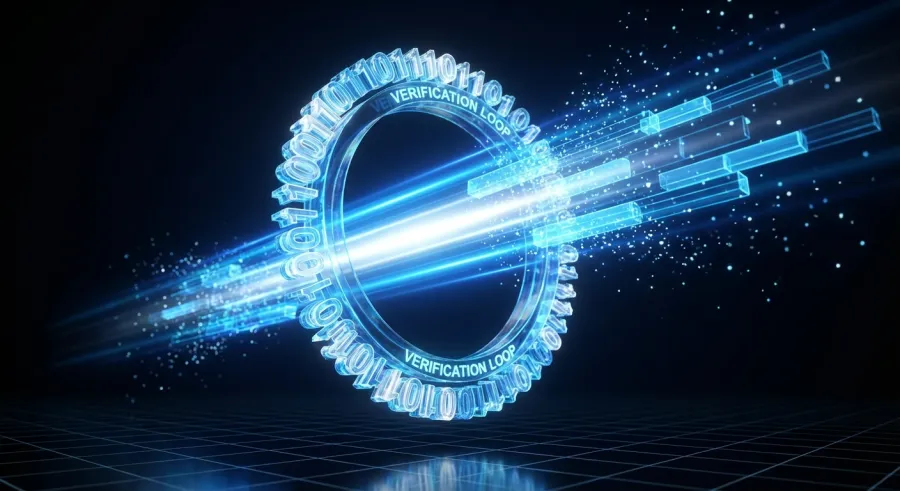 Visual representation of a digital verification loop for AI-generated code quality control