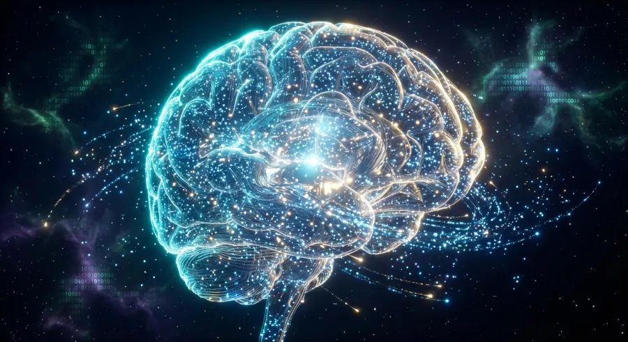 Global digital brain infrastructure illustrating 100 trillion tokens of AI neural data