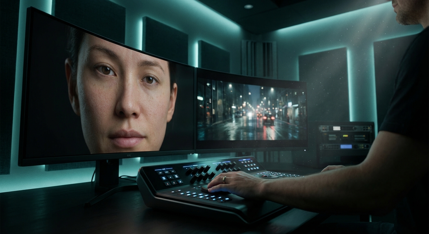 A professional film editing suite analyzing the best ai video generation tools