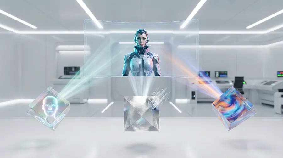 A visualization of the Veo 3.1 API stitching together digital moments into a coherent video timeline.