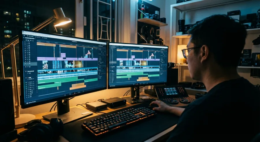 Professional workspace showing dreamina integration in a creative video editing workflow