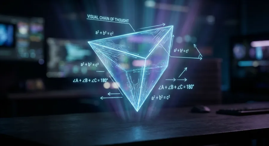 Holographic visualization of geometric logic signifying the shift toward world model AI