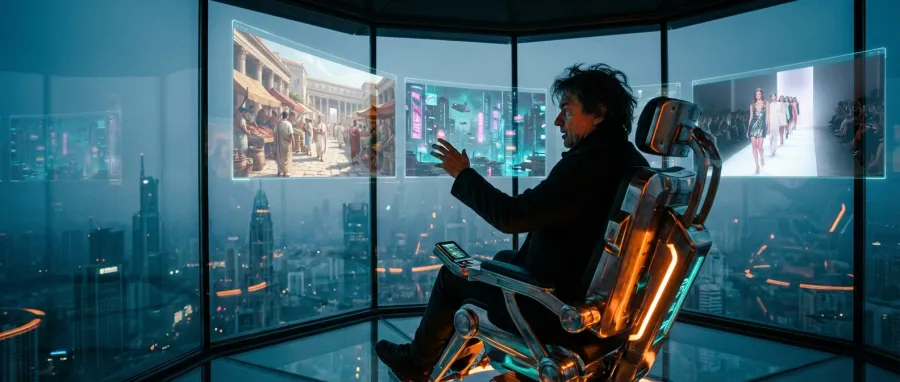 A digital creator using the sora.chatgpt interface to generate cinematic scenes instantly