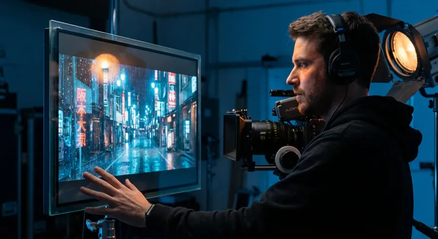 Detailed cinematic rendering showing the advanced light and shadow capabilities of sora v2