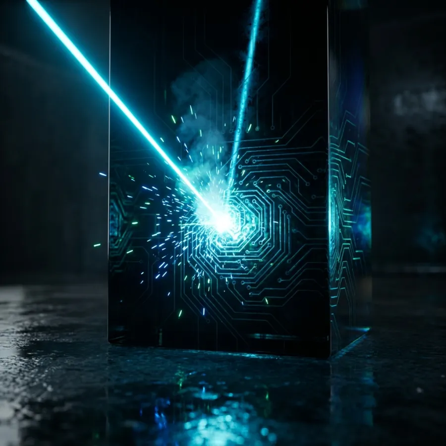 Precision AI performance visualized as a focused beam representing Gemini3 capabilities