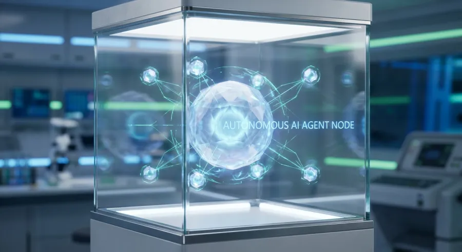 A digital representation of a Vibe Workflow node acting as a multi-tool agent to reduce technical complexity.