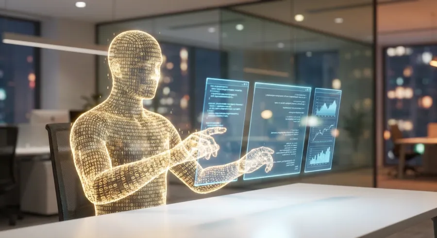 Visual representation of Claude Opus 4.6 as an autonomous digital employee in a legal environment