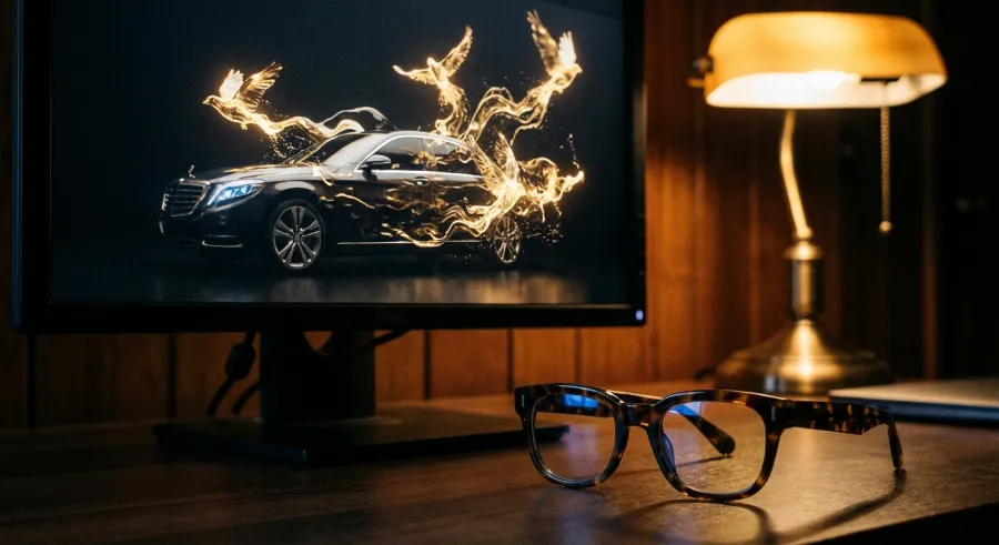 Complex visual transformation effects on a professional monitor using runway ai video generator