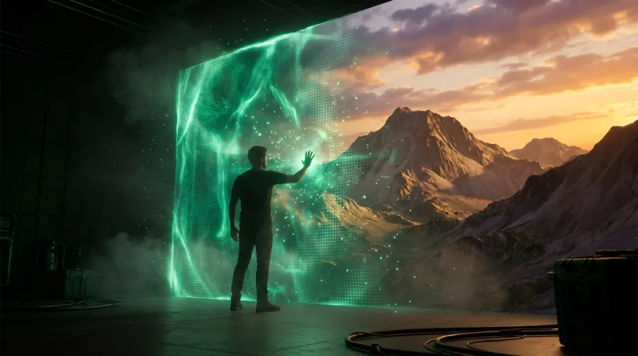 The future of digital liberation where advanced GPT Proto green screen backgrounds create immersive virtual worlds and brighter digital futures