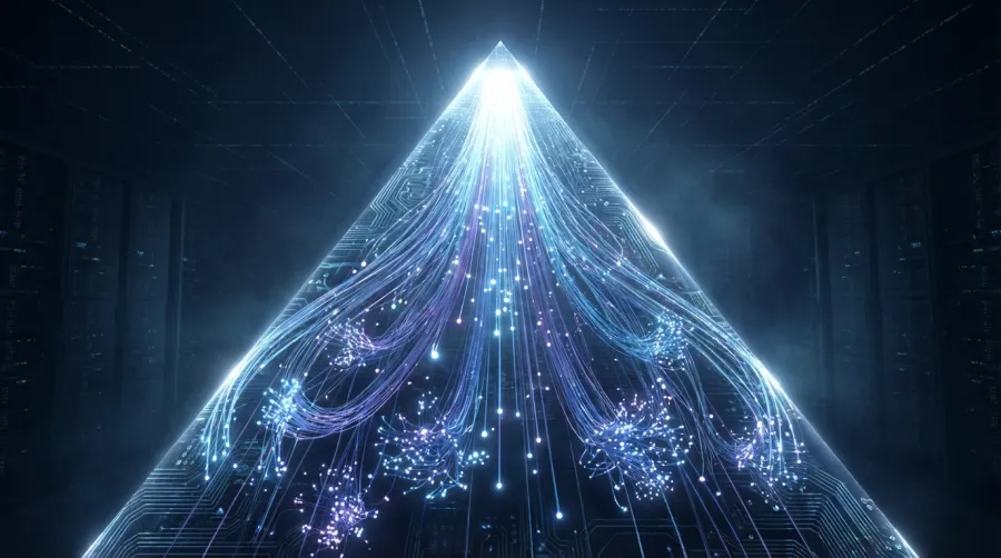 Digital intelligence pyramid showing the democratization of OpenAI technology