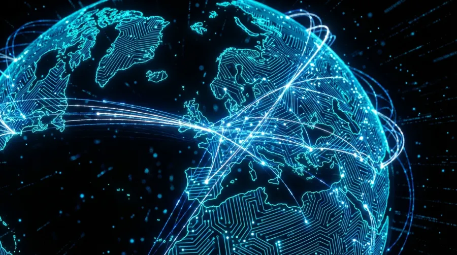 Global secure data residency and compliance routing illustration