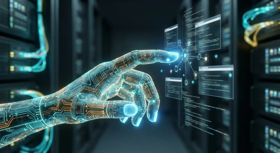 AI agents interacting with web interfaces through browser automation and UI navigation