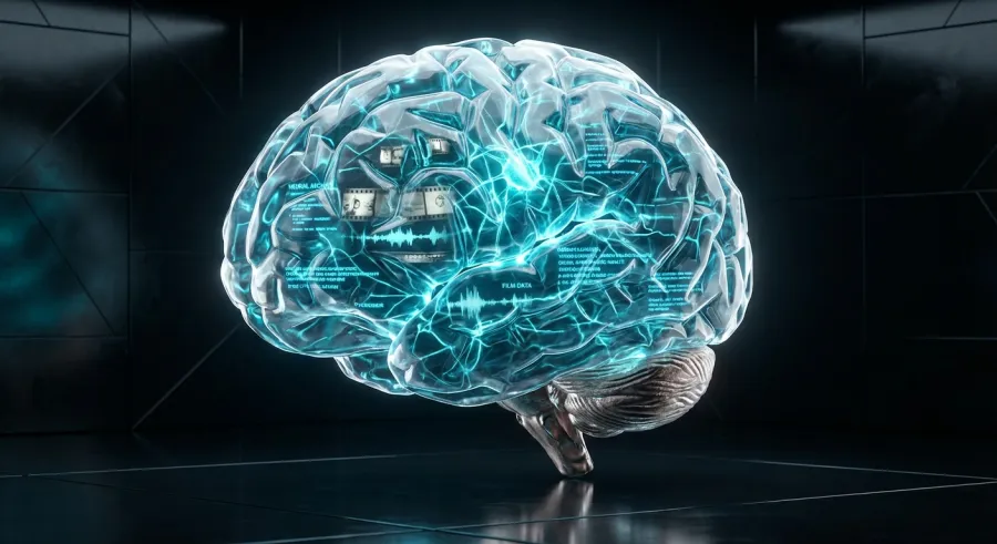 A conceptual crystalline brain illustrating MiniMax AI multimodal intelligence