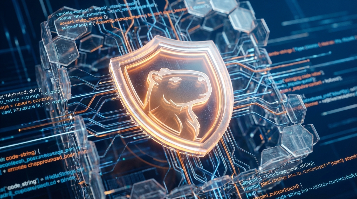 Claude Capybara digital fortress illustrating advanced cybersecurity and logic flaw detection.