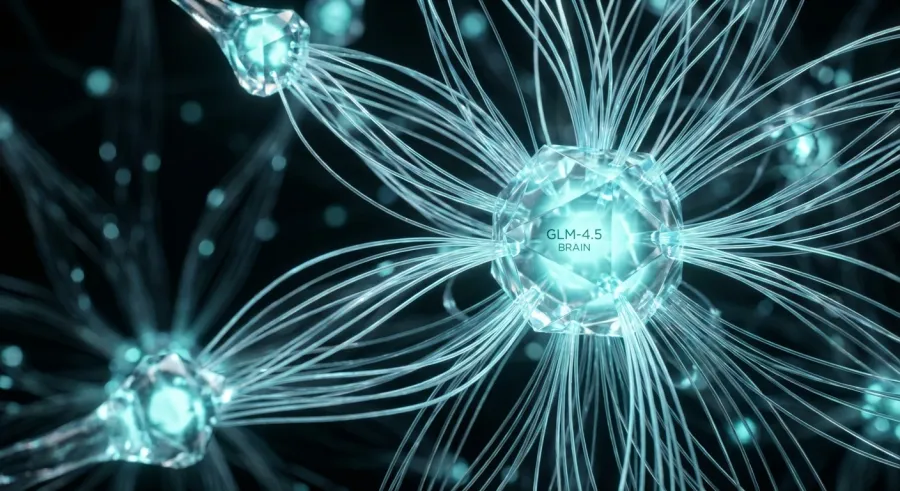 Visualization of a cognition-centric AI neural core with complex logical connections