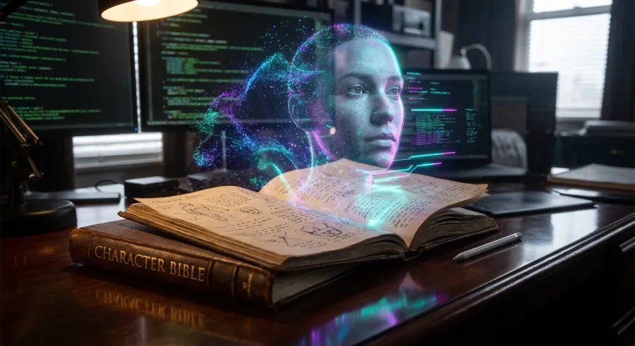 AI character generator used as a creative collaborator in a digital studio