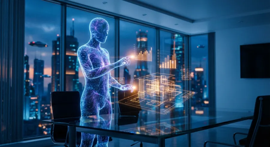 Visual representation of an AI agent performing professional cognitive tasks with zero marginal cost