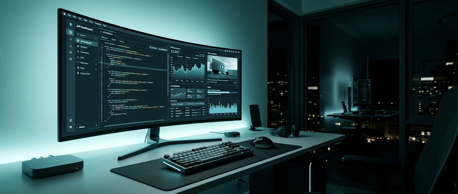 Professional workstation displaying the Seedance API dashboard for managing AI video content generation
