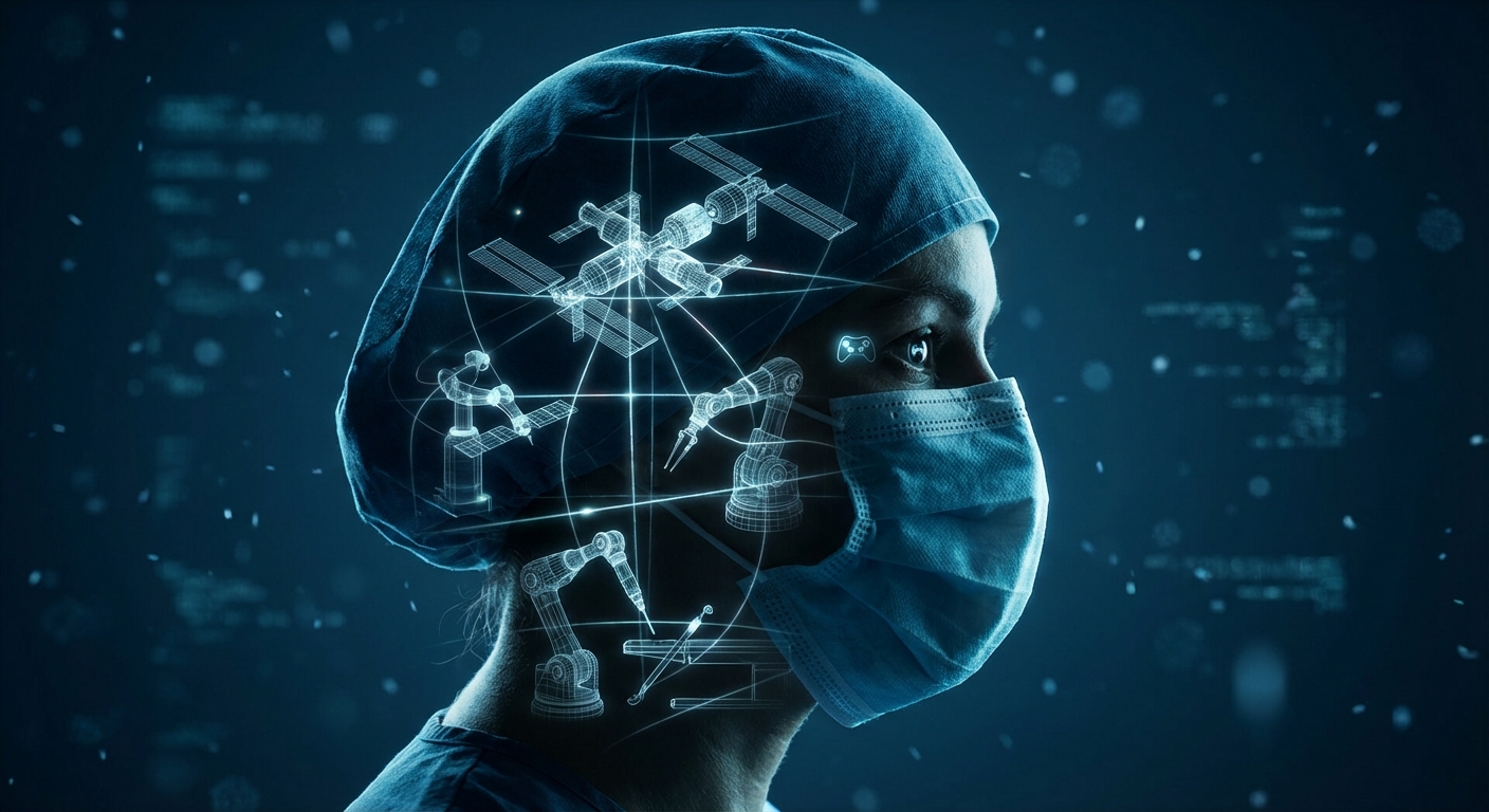 Professional using a VR headset for game-based cognitive training