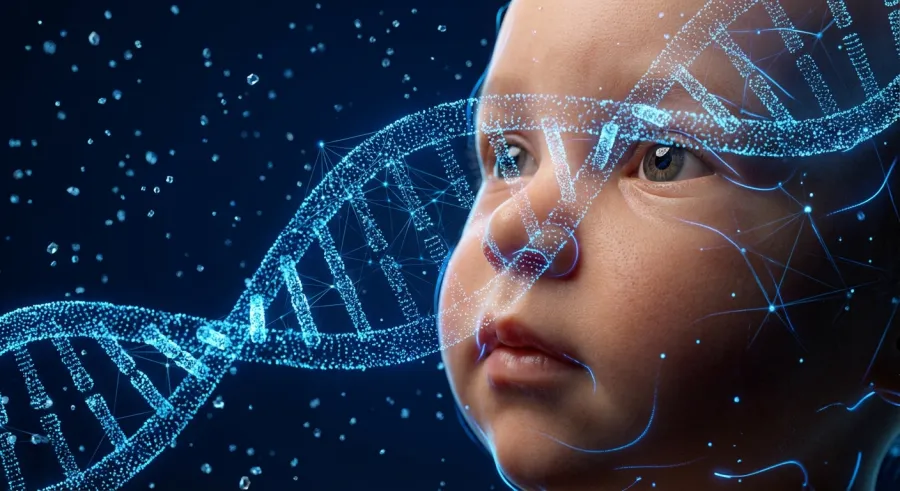 Digital facial mapping and data analysis used by an ai baby generator.