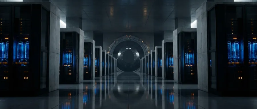 A futuristic AI supercomputer facility representing Project Stargate