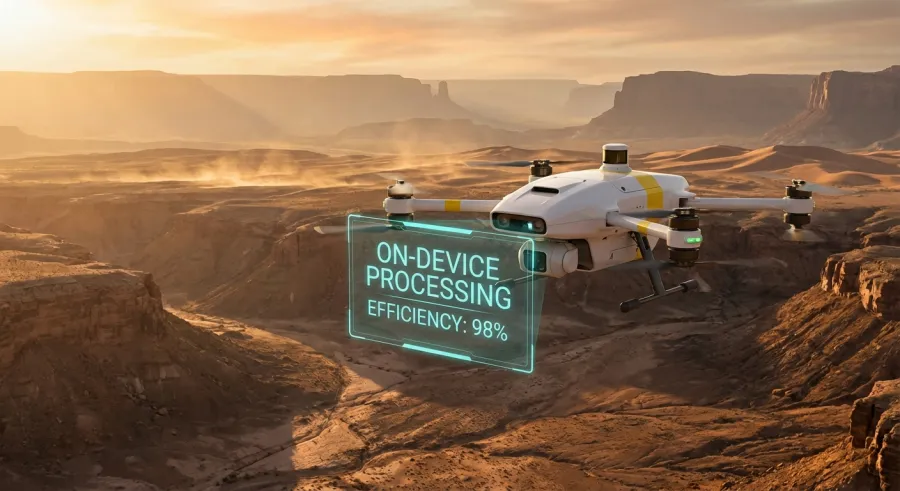 A high-tech drone illustrating the autonomous scaling and processing power of the nano banana ai API.