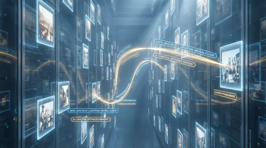 Automated large-scale digital archive processing using an AI image describer