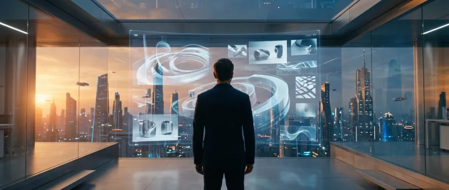 Visionary creative director overseeing a digital tapestry of assets created in the dzine ai ecosystem