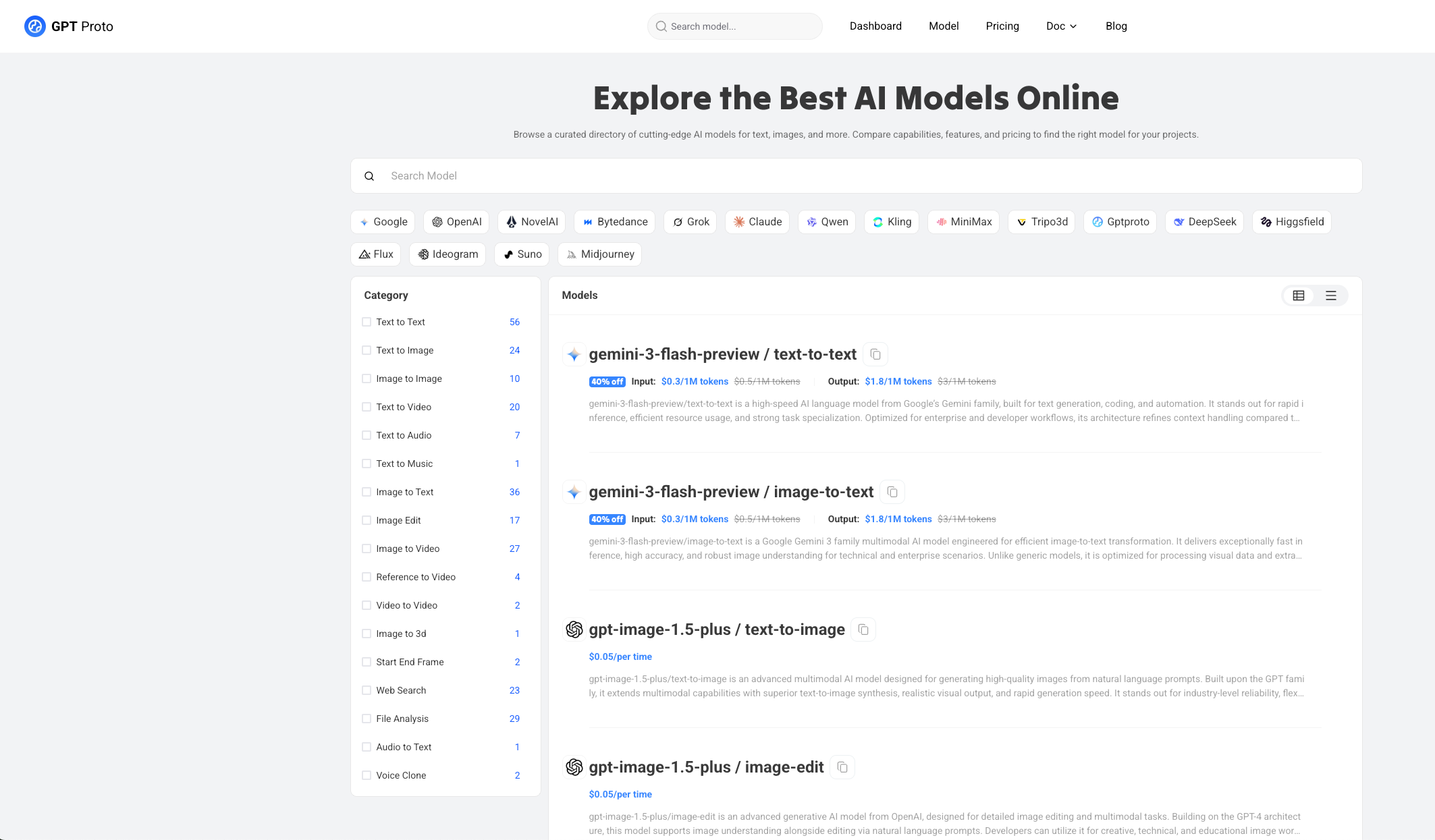 GPT Proto supports all kinds of AI Models