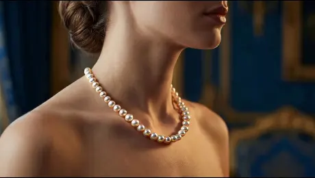 Replace the gemstone necklace with a pearl necklace