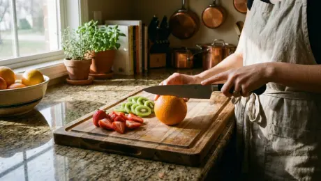 The knife slices smoothly through the orange
