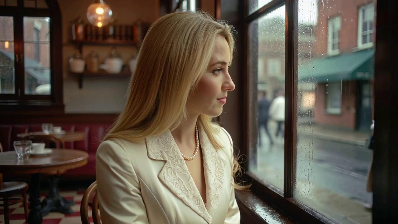Replace the woman in the video with a blonde, blue-eyed girl group from the image.
