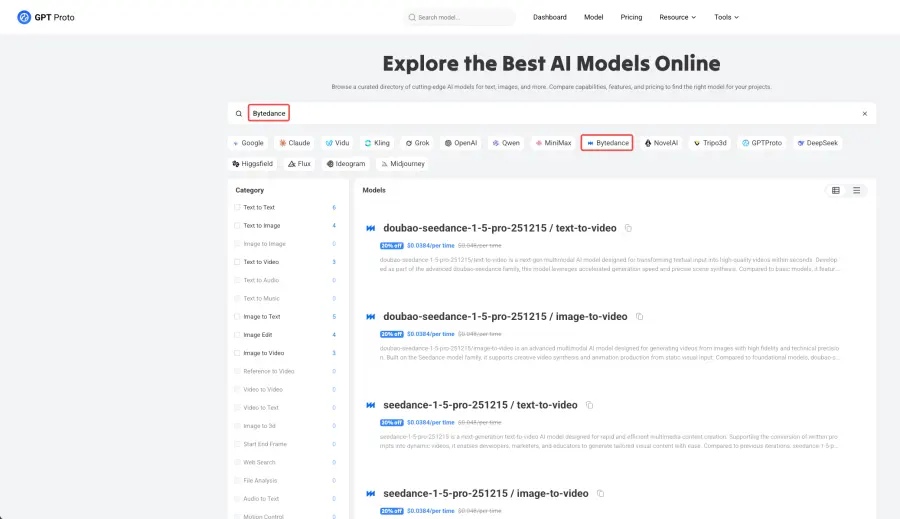 Use Seedance 1.0 and Seedance 1.5 API Through GPT Proto Right Now