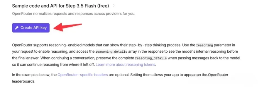 Scroll to the middle of the page and click "Create API Key"