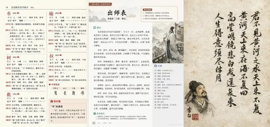 Chinese-language content generated using GPT-Image-2: entries from the *Xinhua Dictionary*, classical Chinese texts, and poems by the poet Li Bai.